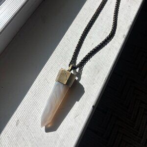 Kendra Scott Jayce Long Rock Smokey Crystal Pendant Necklace Chain